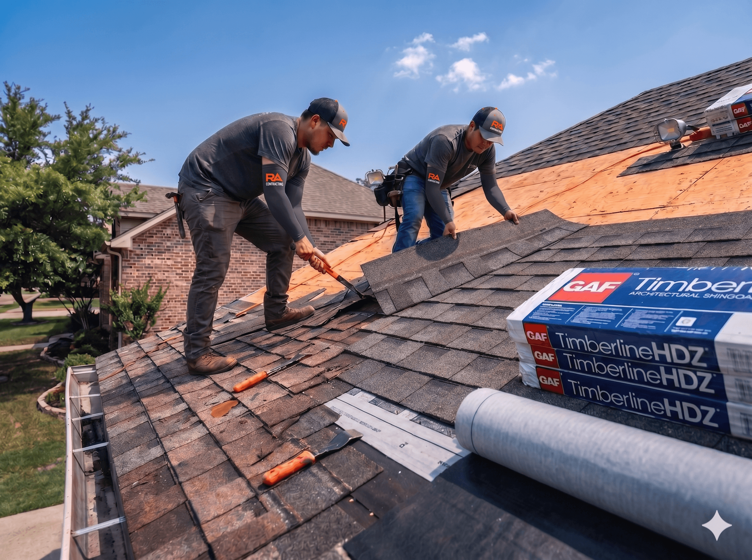 RA Contracting crew installing a new asphalt roof