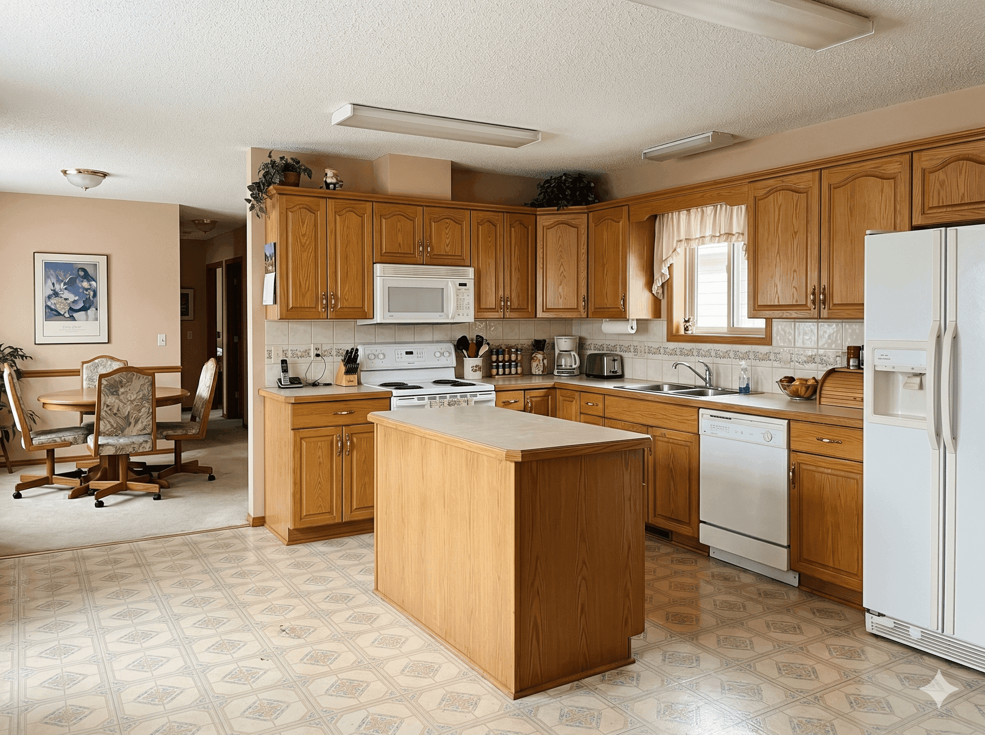 Kitchen before remodel — original cabinet run