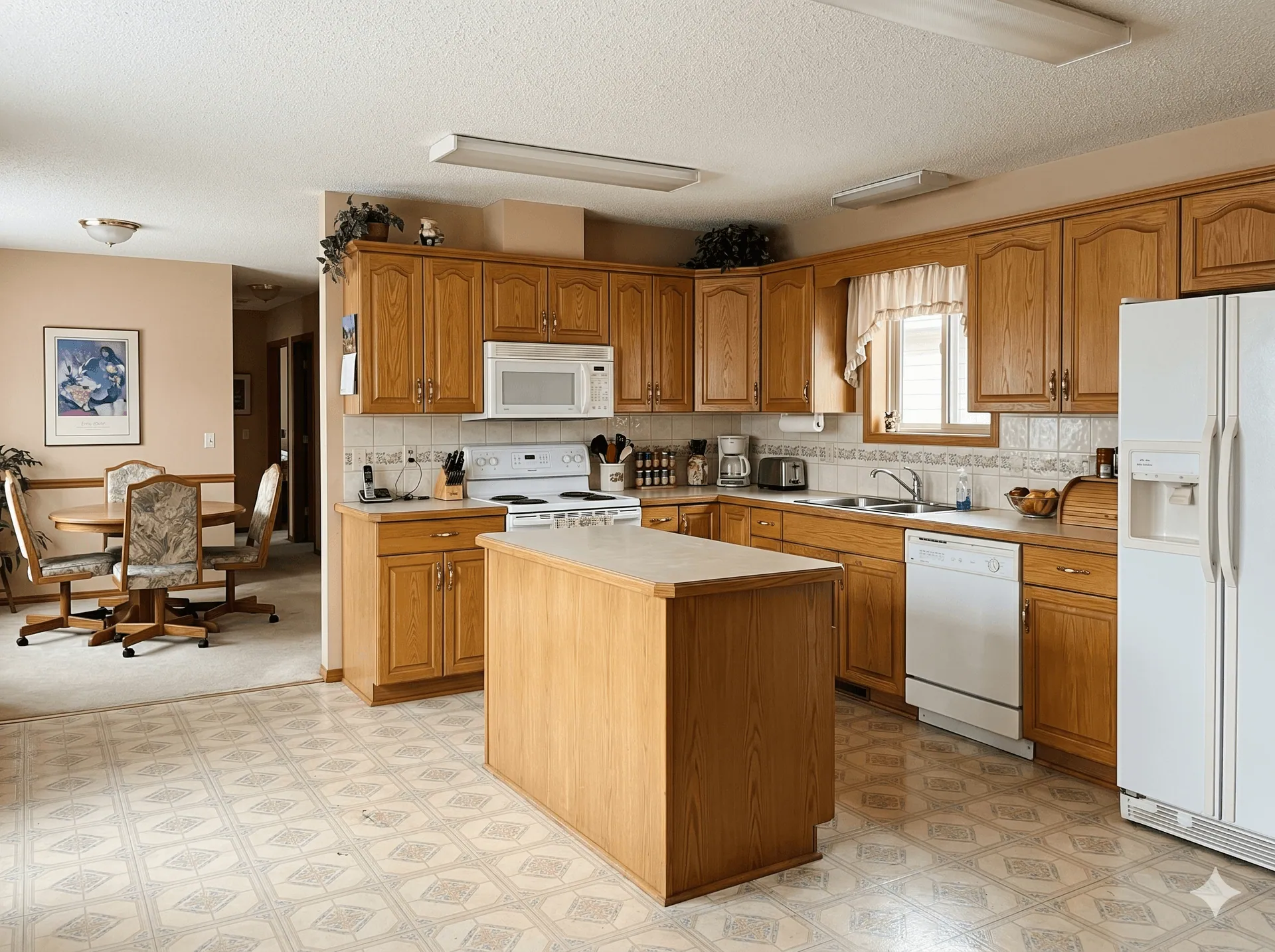 Kitchen before remodel — original cabinet run